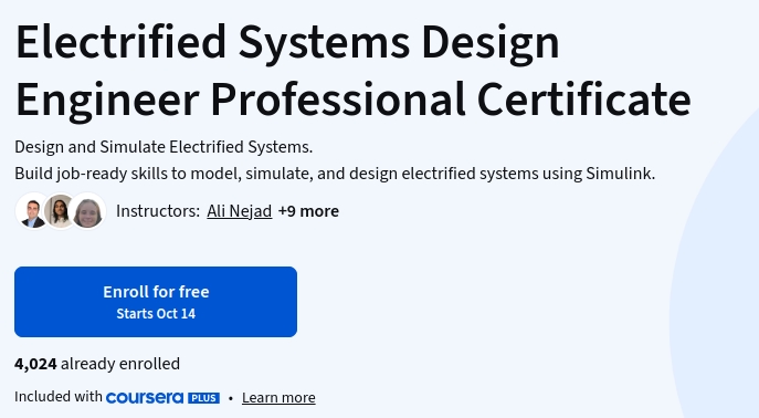 Electrified Systems Design Engineer Professional Certificate