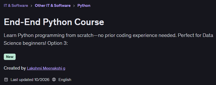 End-End Python Course