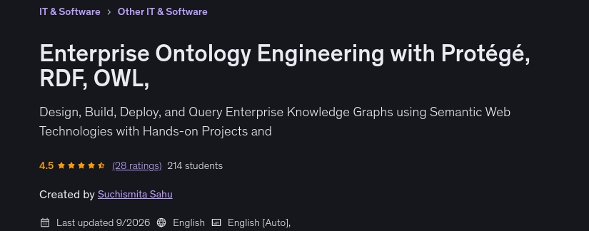Enterprise Ontology Engineering with Protégé, RDF, OWL,