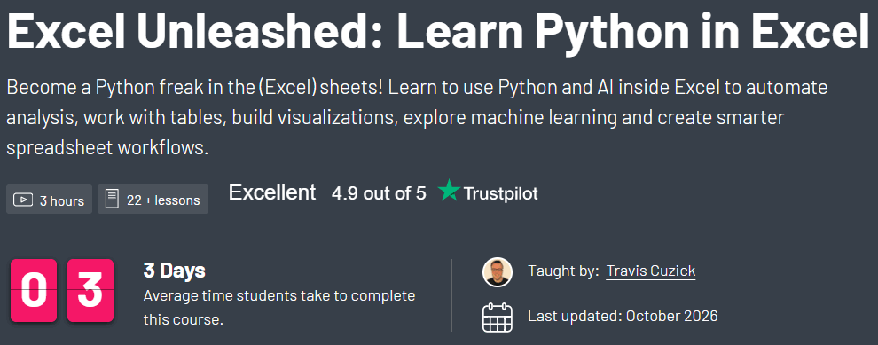 Excel Unleashed: Learn Python in Excel