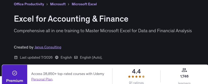 Excel for Accounting & Finance