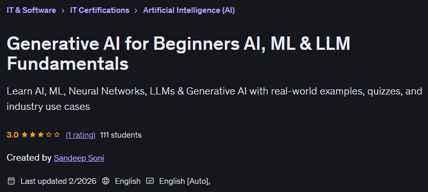 Generative AI for Beginners AI ML & LLM Fundamentals
