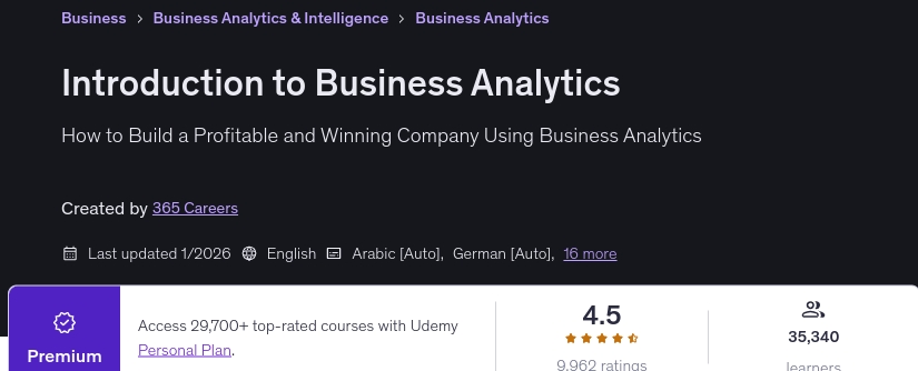 Introduction to Business Analytics