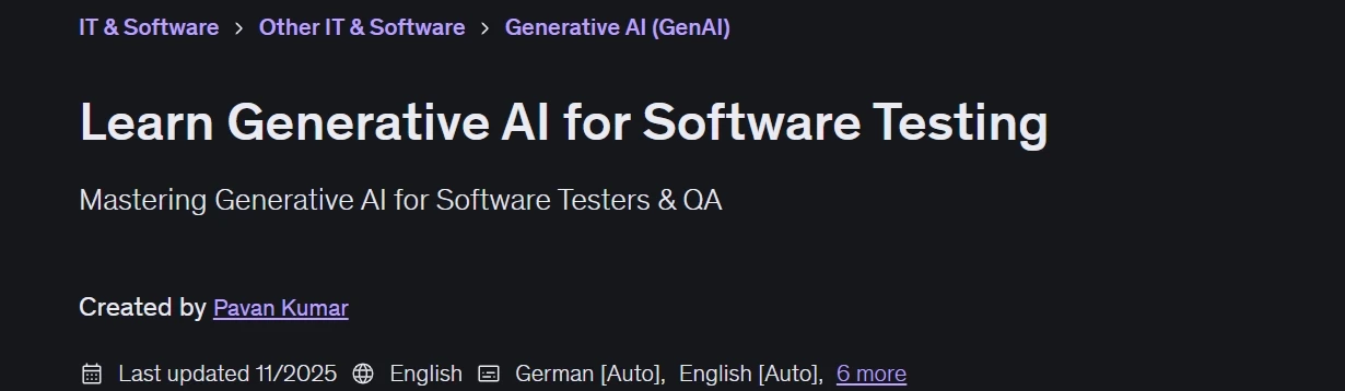 Learn Generative AI for Software Testing