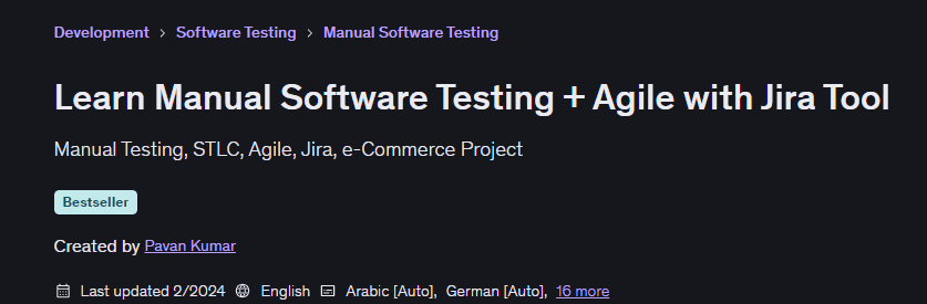 Learn Manual Software Testing + Agile with Jira Tool
