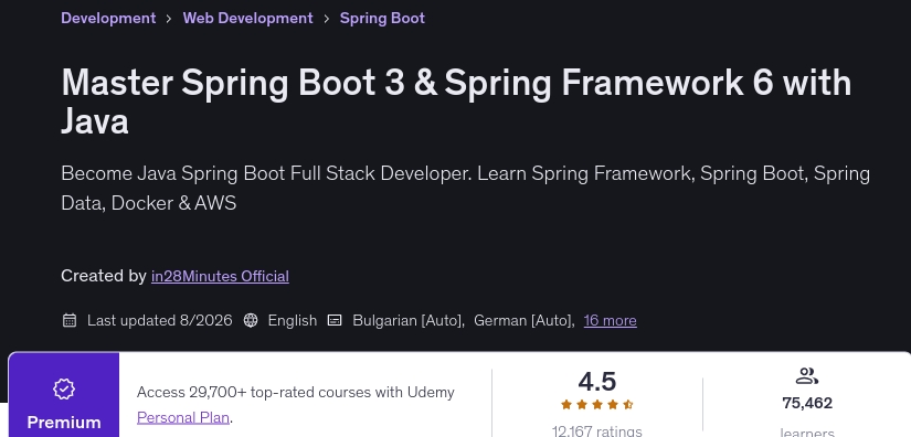 Master Spring Boot 3 & Spring Framework 6 with Java
