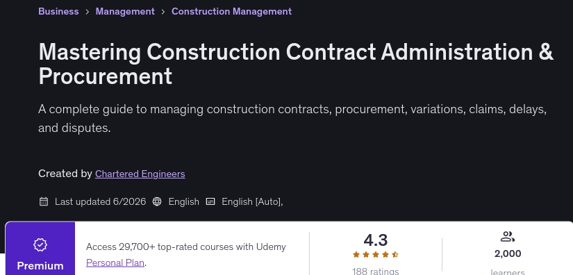 Mastering Construction Contract Administration & Procurement