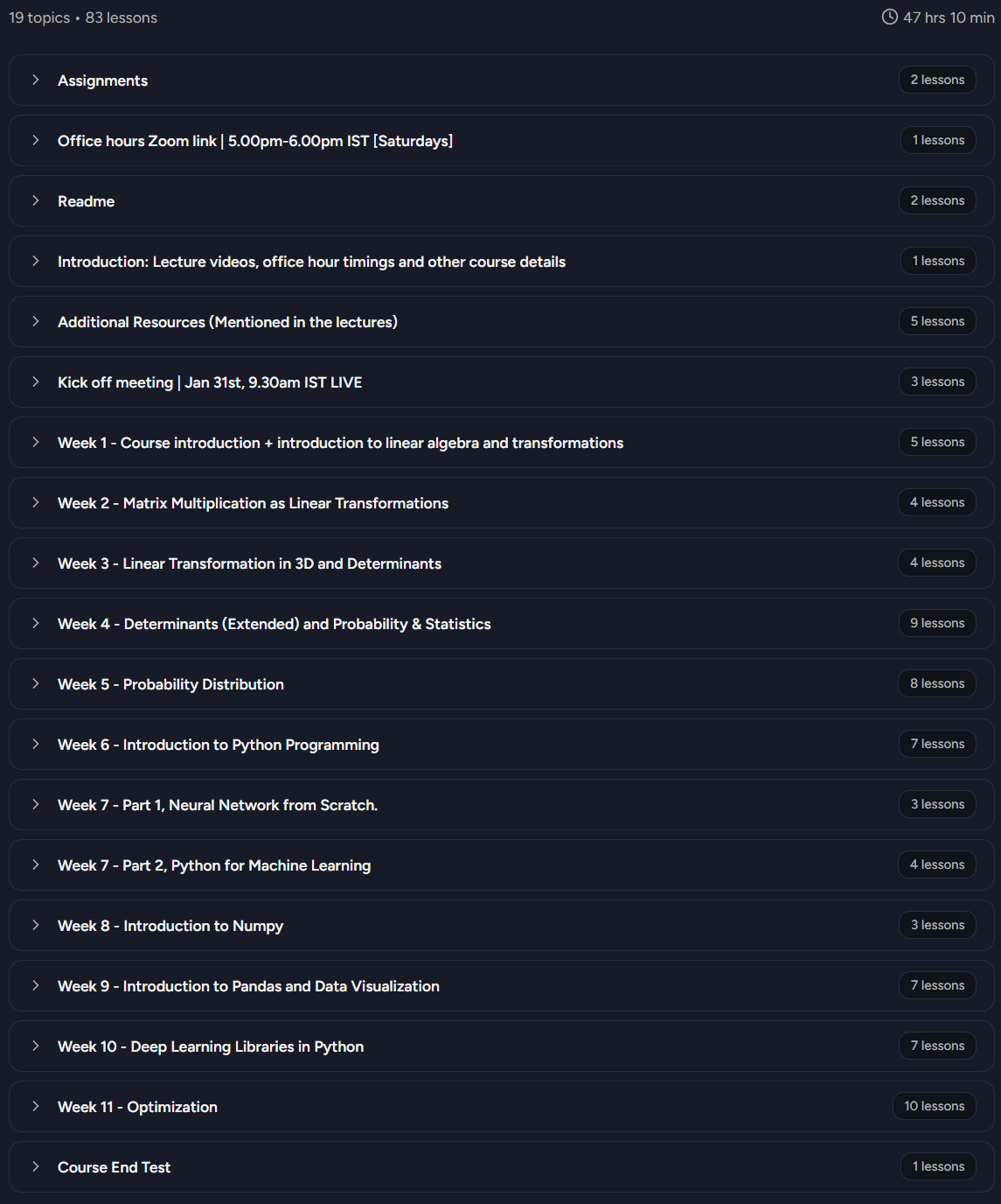 Mathematical Foundations for Machine Learning