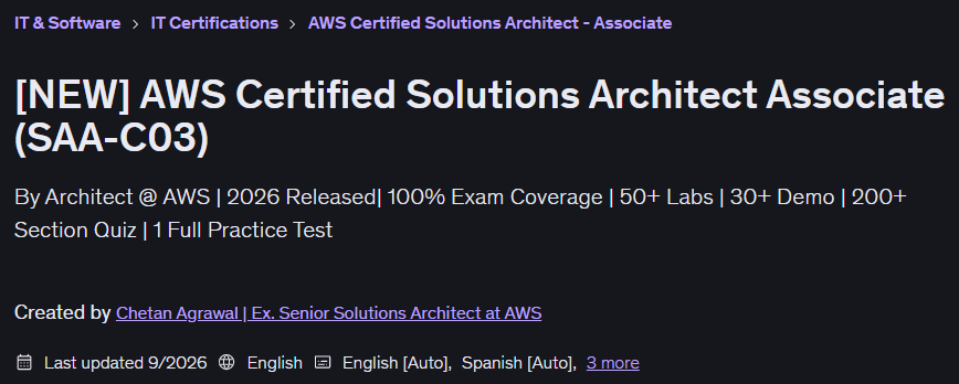 [NEW] AWS Certified Solutions Architect Associate (SAA-C03)