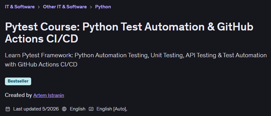 Pytest Course: Python Test Automation & GitHub Actions CI/CD
