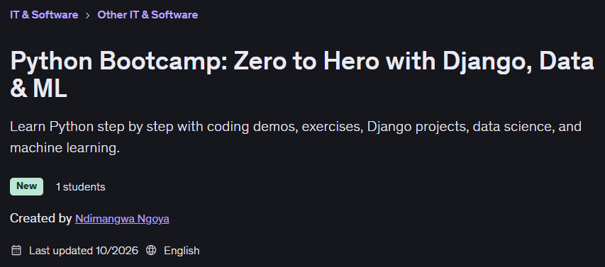 Python Bootcamp: Zero to Hero with Django Data & ML