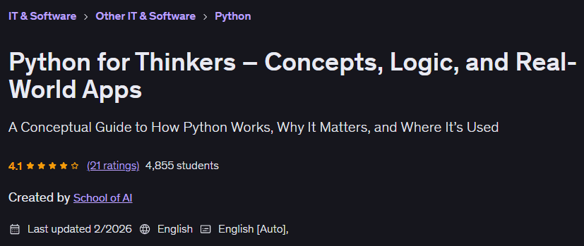 Python for Thinkers – Concepts Logic and Real-World Apps