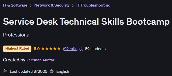 Service Desk Technical Skills Bootcamp
