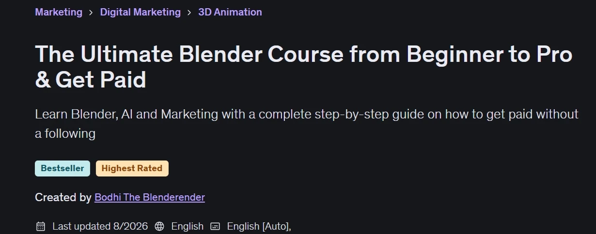 The Ultimate Blender Course from Beginner to Pro & Get Paid