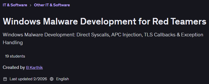 Windows Malware Development for Red Teamers